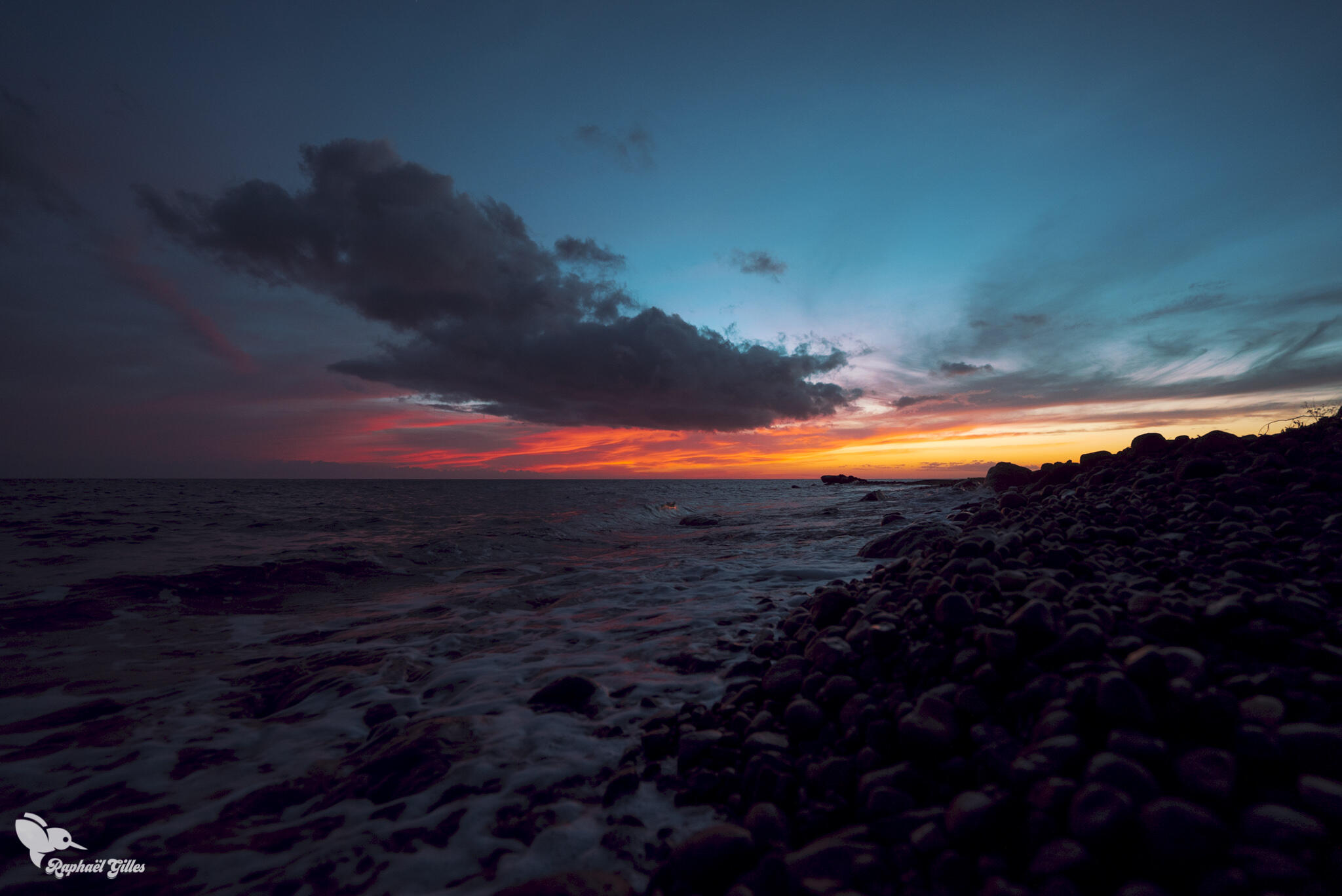 Un coucher de soleil sur la mer des Caraïbes.